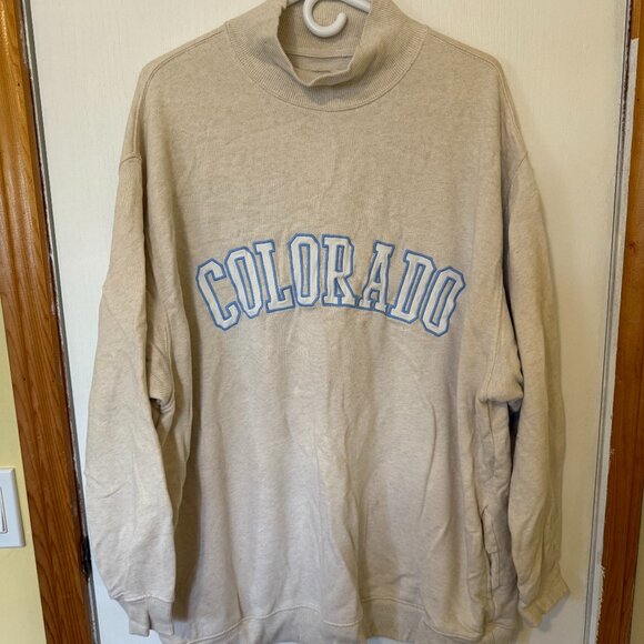 Aerie Sz XL Nude Colorado Relaxed High Neck Sweater - Picture 1 of 2